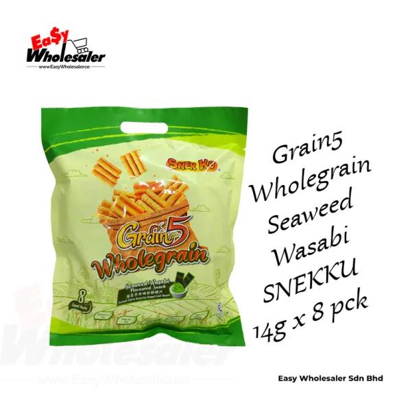 SNEK KU Grain5 Wholegrain Seaweed Wasabi Family Pack