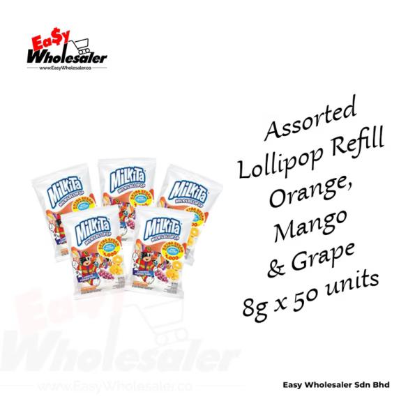 Milkita Assorted Lollipop Refill Orange, Mango & Grape 8g