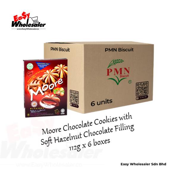 PMN Moore Chocolate Cookies with Soft Hazelnut Chocolate Filling 112g