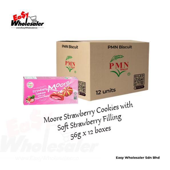 PMN Moore Strawberry Cookies with Soft Strawberry Filling 56g